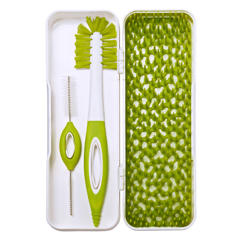 Tomy Boon TRIP Travel Drying Rack and Bottle Teat Brushes Green
