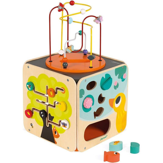 Janod Toddler Cube Multi Activity Looping Wooden Toy Fun & Learn Game