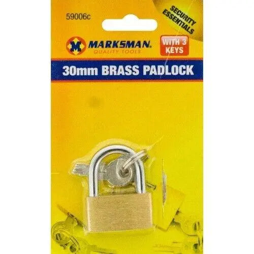 Marksman Padlock 30mm Strong Brass Security with 3 Keys Deal For Any Occasion