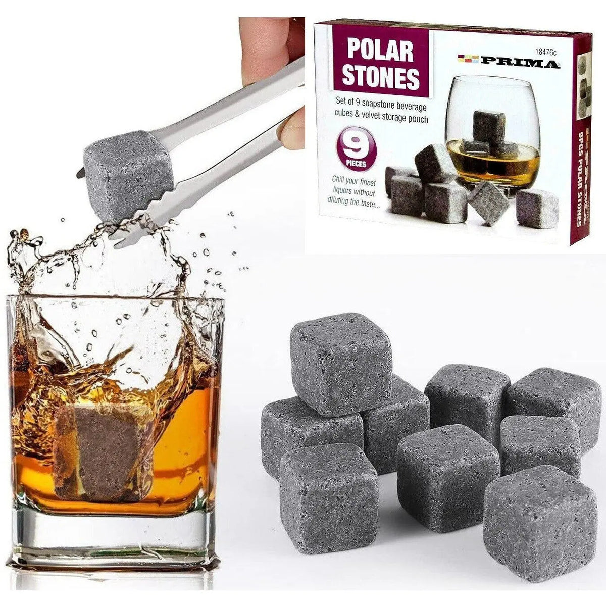 Whisky Rocks Ice Cubes Polar Stones Drinks Cooler Beverage Granite Scotch Pouch Gift Deal For Any Occasion
