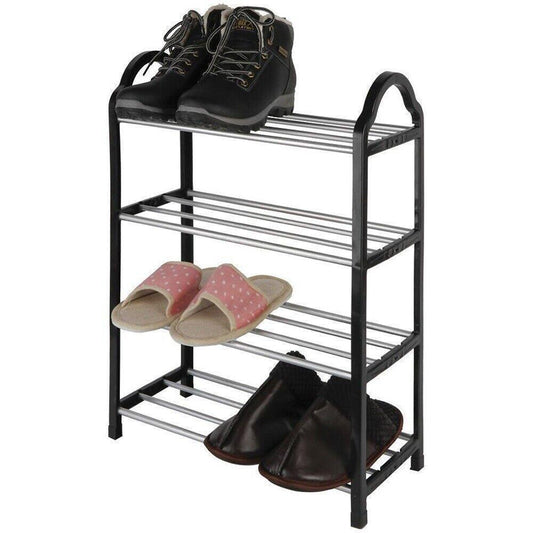 4 Tier Stackable Organiser Shoe Rack Cabinet Storage Standing Shelves