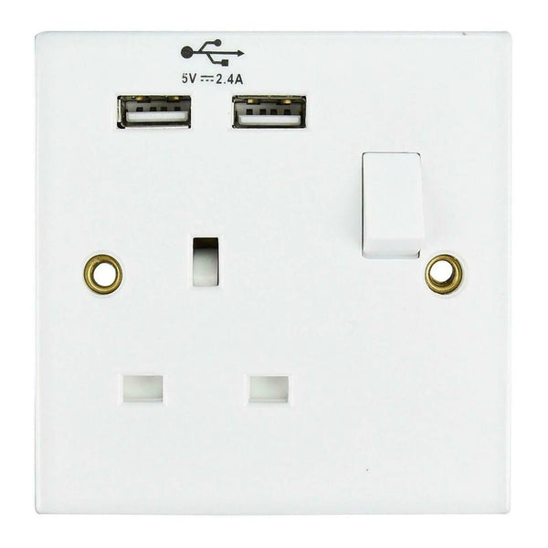 Single Switched Electric Socket Mains Wall USB 1 Gang White Plug Outlet 13AMP Deal For Any Occasion