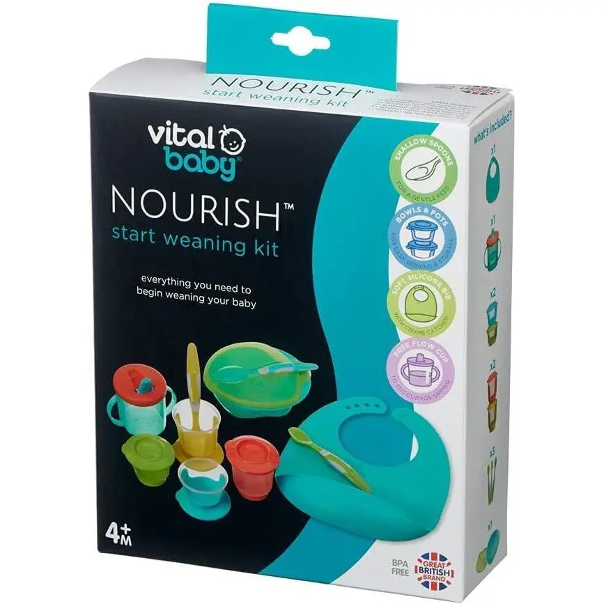 Vital Baby NOURISH Start Feeding Weaning Set Pop Bib Spoon Pots Bowl 4m+ Deal For Any Occasion