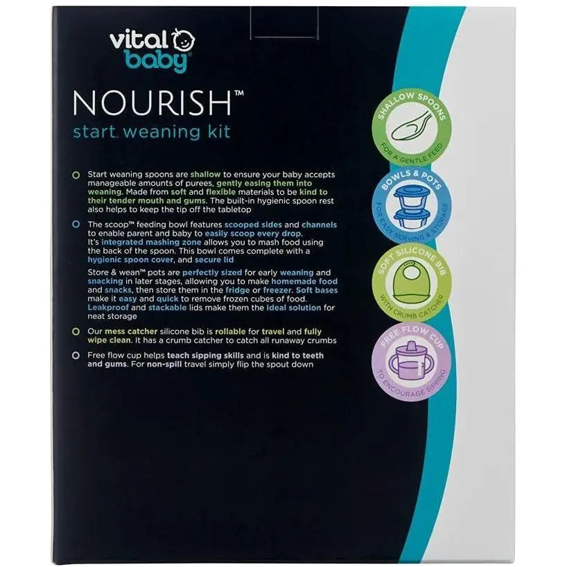 Vital Baby NOURISH Start Feeding Weaning Set Pop Bib Spoon Pots Bowl 4m+ Deal For Any Occasion