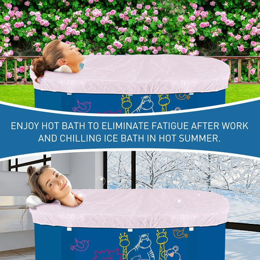 Portable Bathtub Freestanding Home Ice Bathroom Folding & Cover 51'' 130cm*65cm