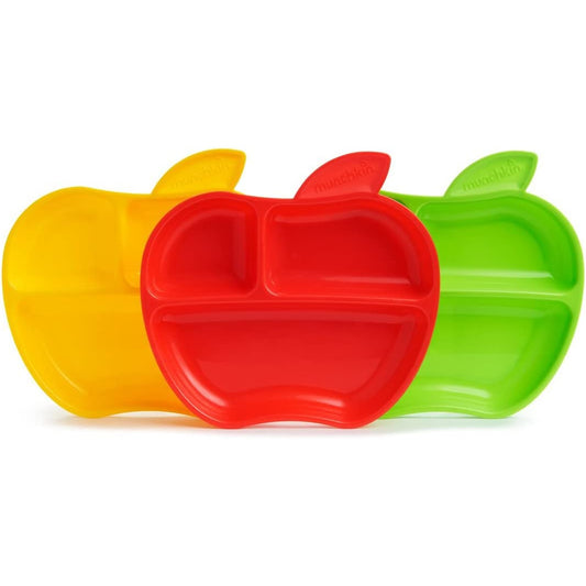 Munchkin Baby Feeding Dishes Food Weaning Lil Apple Plates 3Pk