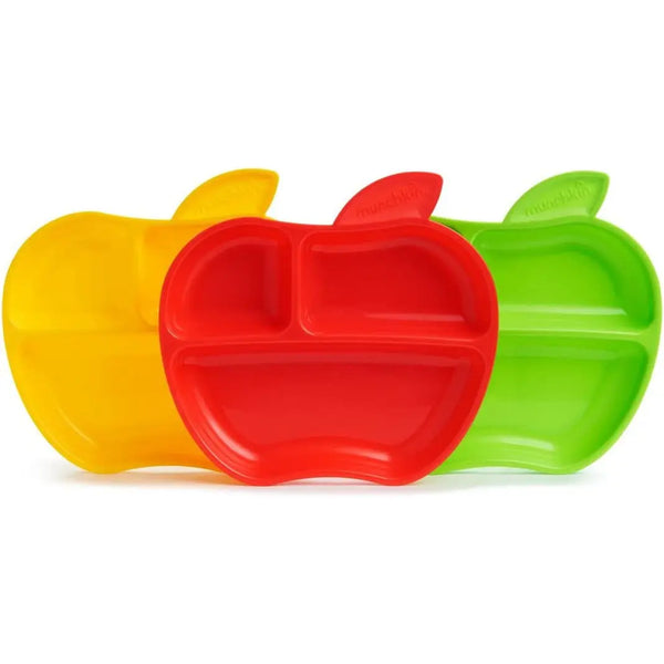 Munchkin Baby Feeding Dishes Food Weaning Lil Apple Plates 3Pk Deal For Any Occasion