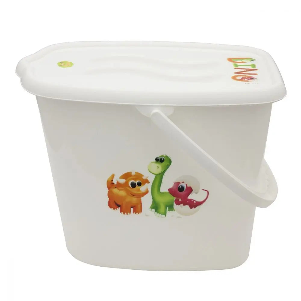 Baby Nappy Changing Dispose Diapers Laundry Bin Pail Bucket + Lid 12L White Dino Deal For Any Occasion
