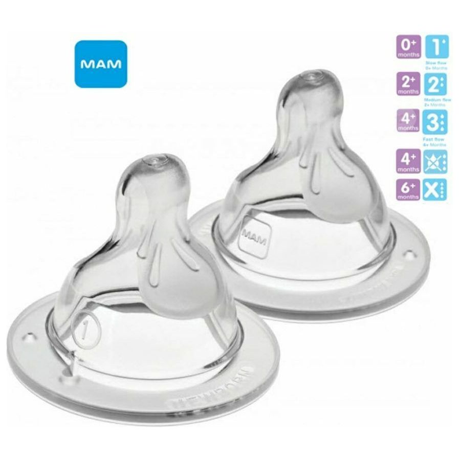 Mam Baby Bottle Teat Vent Variflow Fast Medium Slow Flow Orthodontic BPA Free