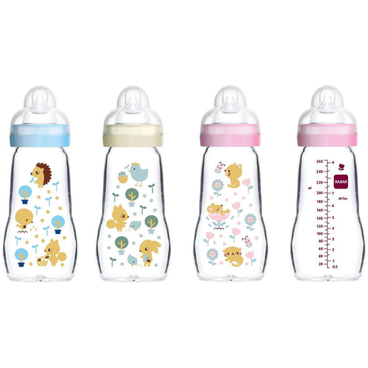 MAM Infant Baby Milk Drinking Formula Glass Bottle Heat Resistant 260ml 0m+