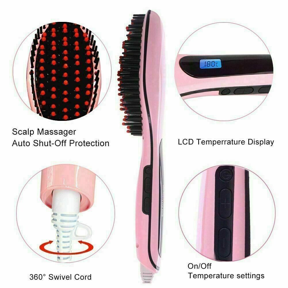 Electric Hair Straightner Straight Comb Brush Women Fast Heated