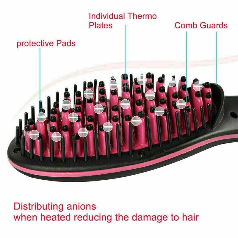 Electric Hair Straightner Straight Comb Brush Women Fast Heated