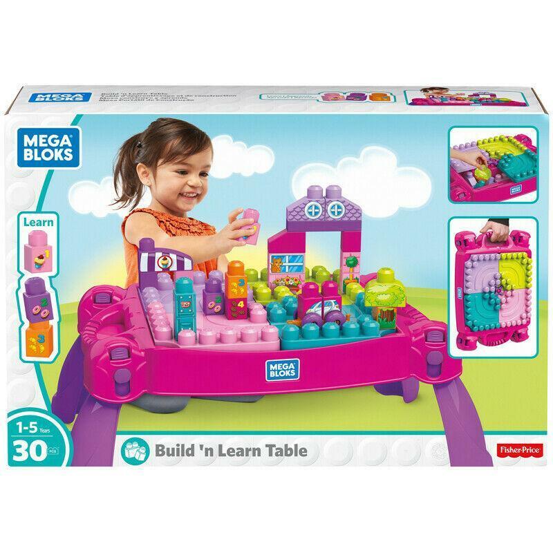 Baby Mega Bloks Toy Big Building Bag Buildable Blocks Table Pink