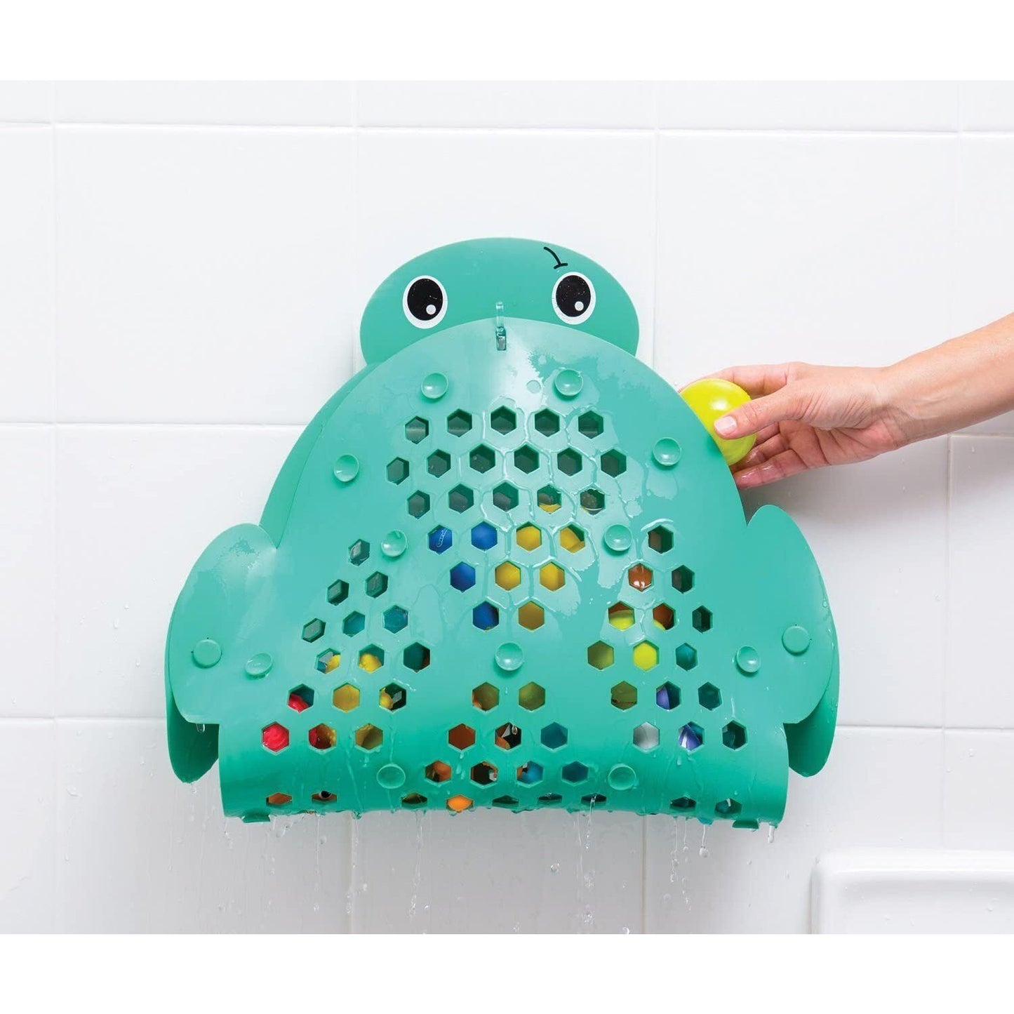 Infantino 2-in-1 Soft Bath Mat & Toy Storage Basket Turtle Green