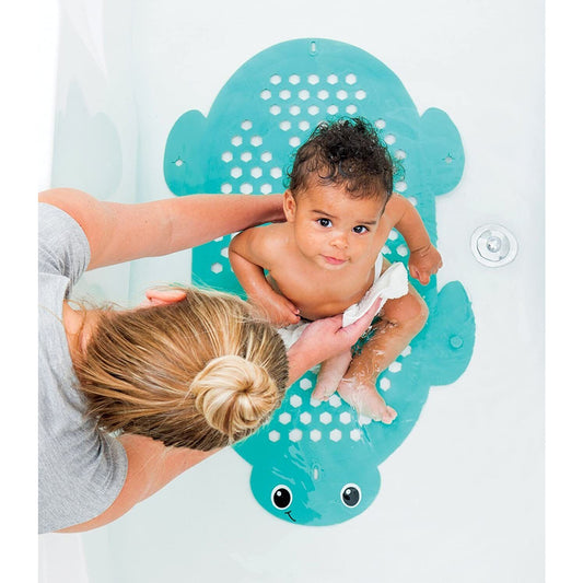 Infantino 2-in-1 Soft Bath Mat & Toy Storage Basket Turtle Green