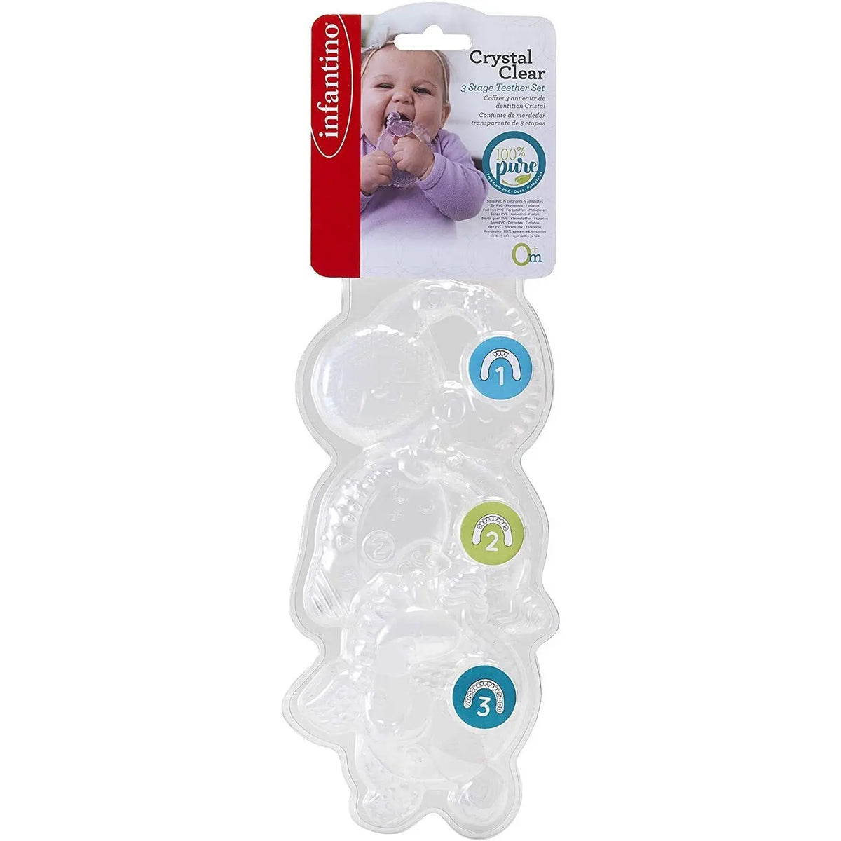 Infantino Crystal Clear 3 Stage Teether Set 3 Soft Sensory Relief Toy Silicone Deal For Any Occasion