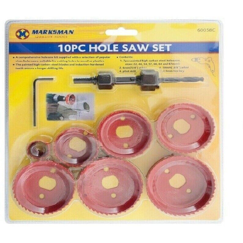 Holesaw Kit Circular Hole Saw Arbor Cutter Drill Cutting Case Kit Set 10pc