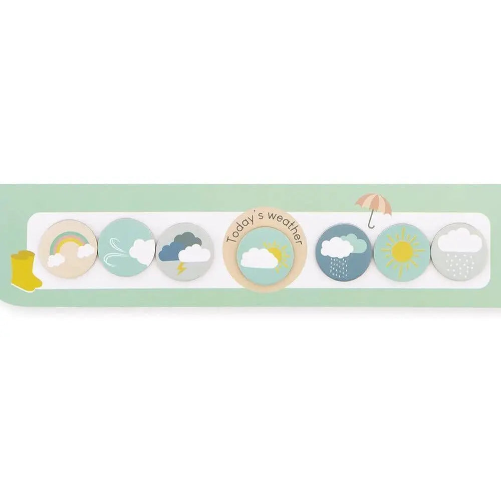 Janod Wooden Educational Planner Toy 45 x 45 cm-88 Magnets Learning English 3y+ Deal For Any Occasion
