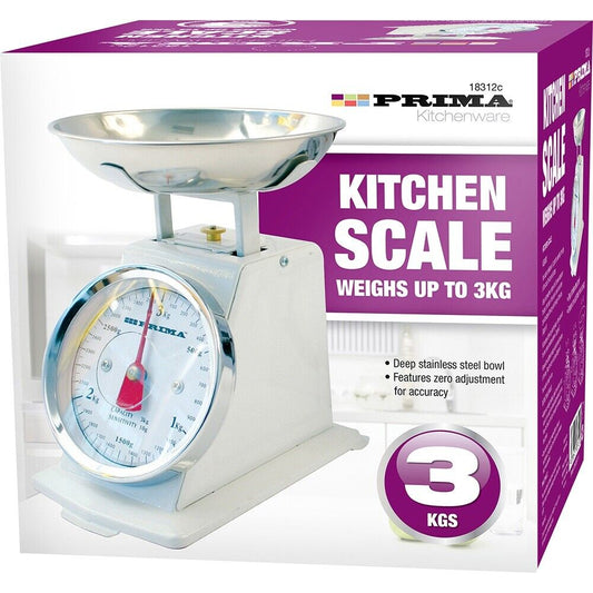 3kg Kitchen Cooking Scale Mechanical Scale Removable Bowl Weighing Weight White