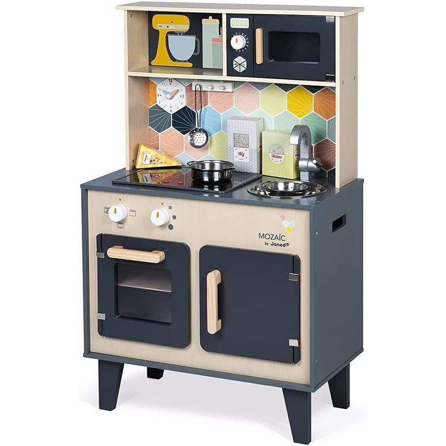 Janod Mozaic Big Cooker Wooden Play Kitchen with Accessories 3Years+