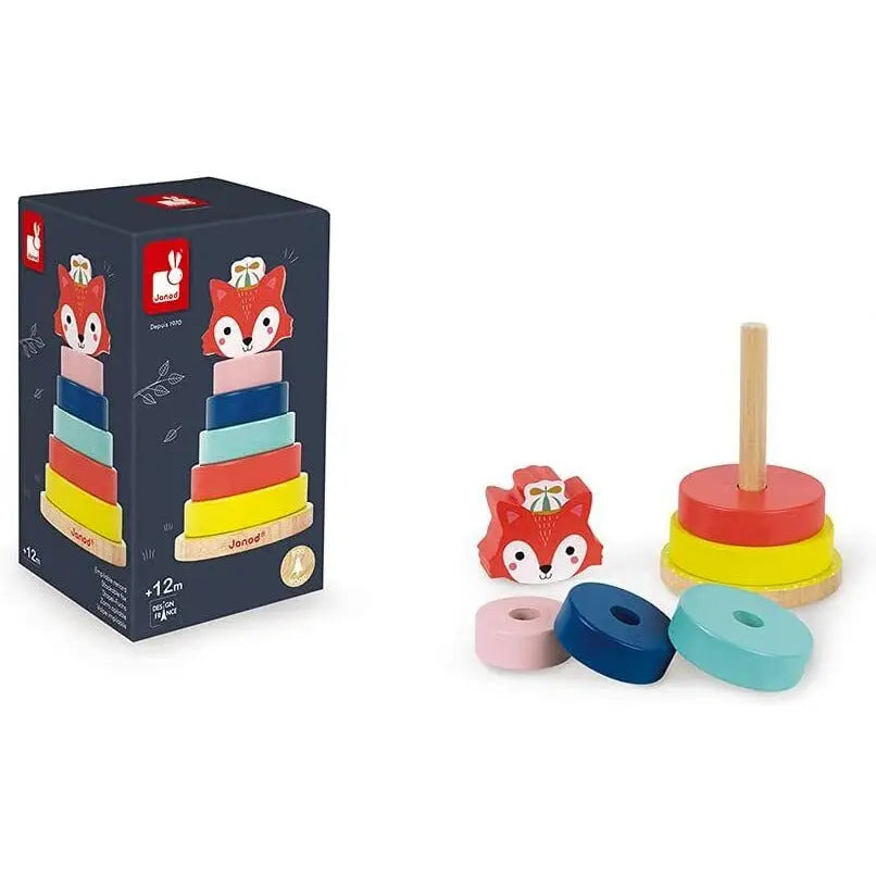 Janod Baby Forest Fox Stacker Infant Tactile Sensory Learn & Play Toy Toys Deal For Any Occasion