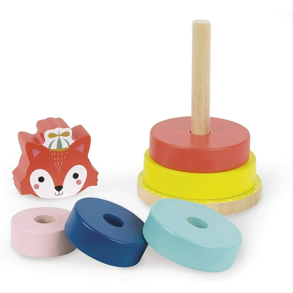 Janod Baby Forest Fox Stacker Infant Tactile Sensory Learn & Play Toy Toys Deal For Any Occasion