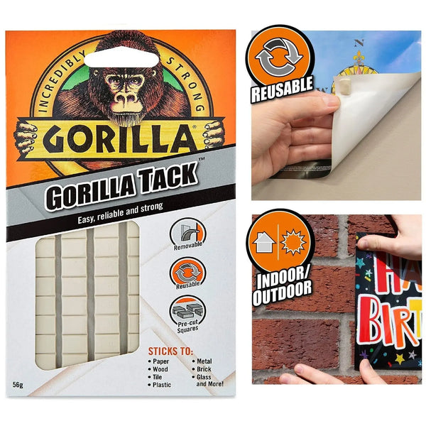 Gorilla Adhesive Sticky Pads Removable Mounting Putty Tack Squares 84 Tacks Deal For Any Occasion
