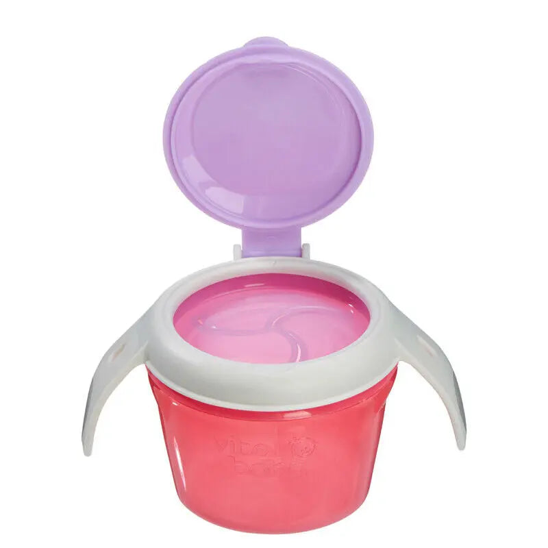 Vital Baby Snack On The Go Fizz Food Trap Pot No Spills with Handles & Lid Deal For Any Occasion