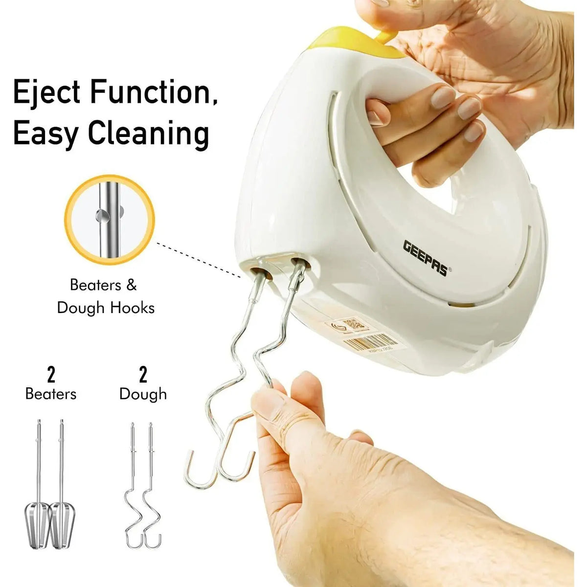 Geepas Electric Kitchen Hand Mixer Food Whisk 7 Speeds & Turbo Dough Hooks 150W Deal For Any Occasion
