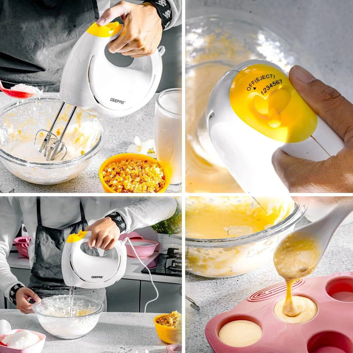 Geepas Electric Kitchen Hand Mixer Food Whisk 7 Speeds & Turbo Dough Hooks 150W Deal For Any Occasion