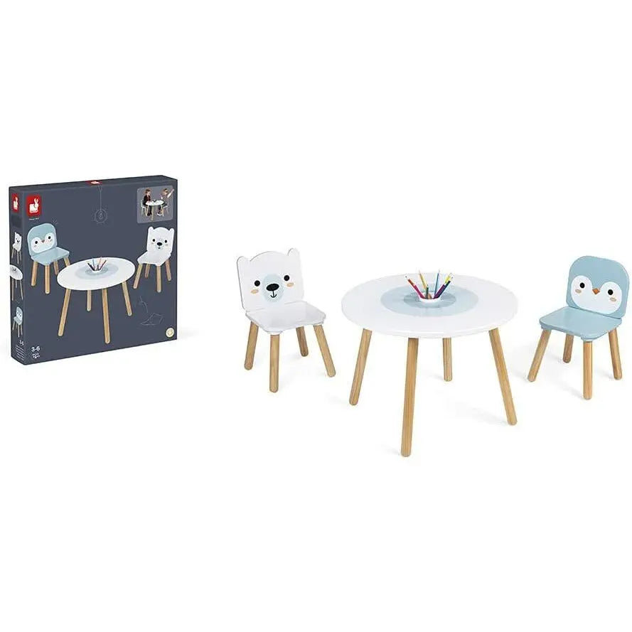 Janod Table & 2 Chairs Children's Kids Nursery Playroom Furniture Toy Deal For Any Occasion