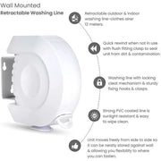 Retractable Clothes Reel Washing Line Wall Mounted Outdoor Drying 12m Deal For Any Occasion
