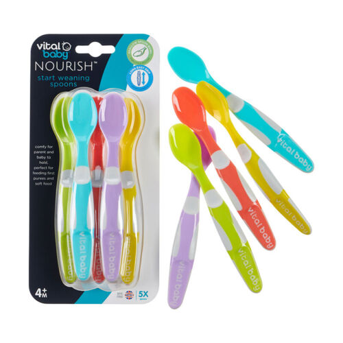 Vital Baby Nourish Start Weaning Spoons Flexible Soft Tips BPA Free 4M+