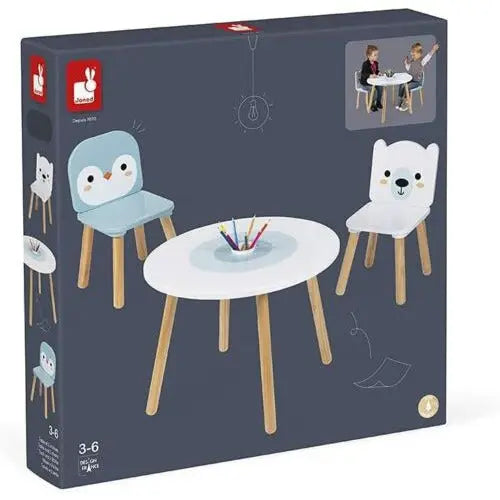 Janod Table & 2 Chairs Children's Kids Nursery Playroom Furniture Toy Deal For Any Occasion